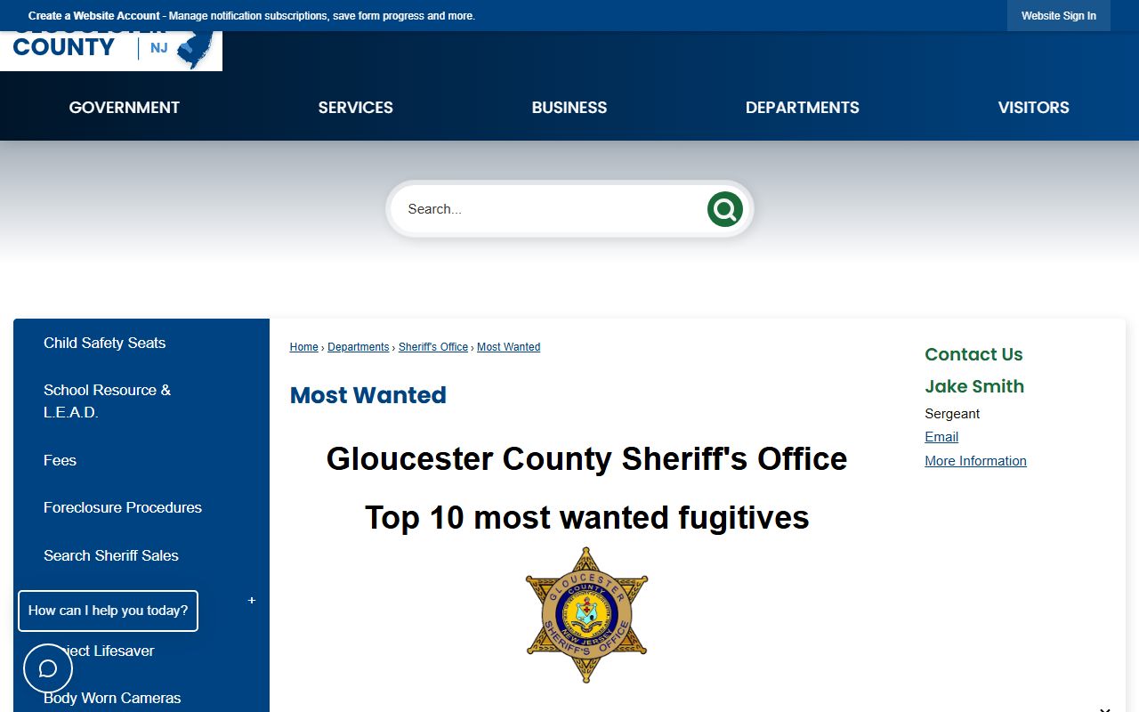 Gloucester County jail mugshots Most Wanted photo page distinction